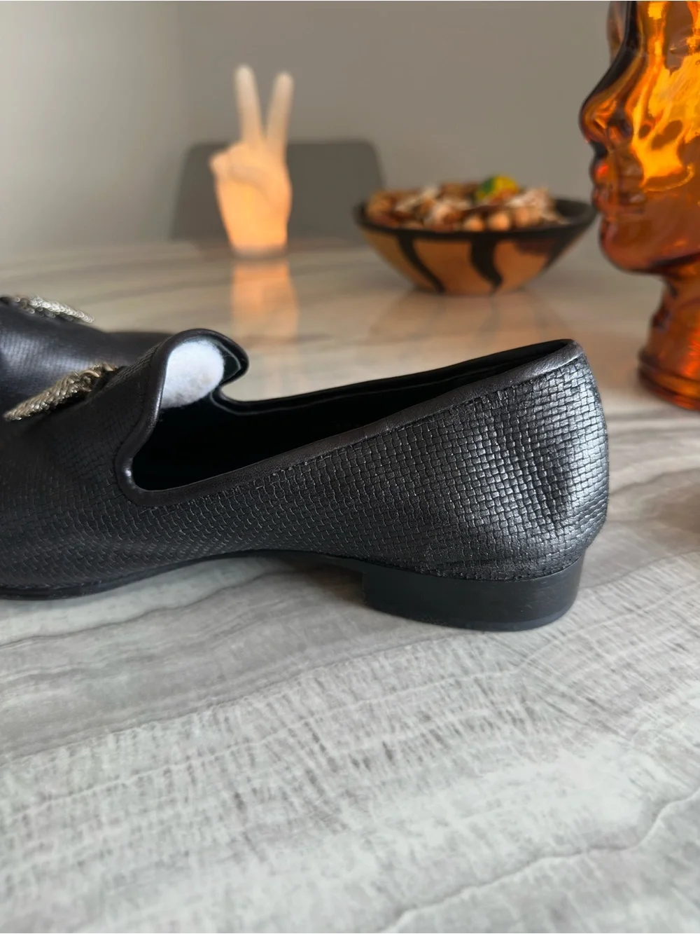Giuseppe Zanotti Black Basketweave Leather Venetian Loafers